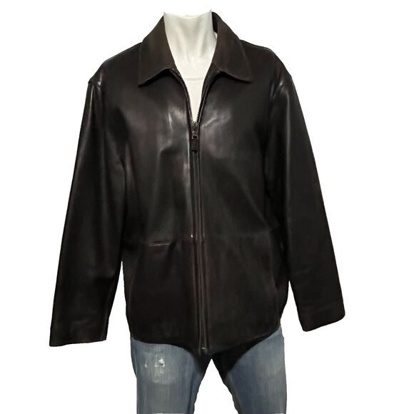 Marc New York Soft Lambs Leather Jacket Mens Quilt Lined Large - Picture 3 of 10